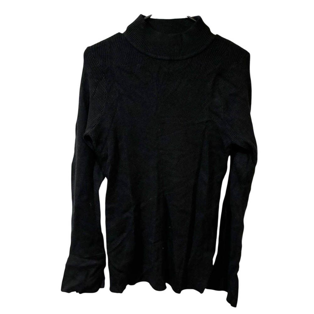 Favorite Daughter THE RUNWAY TOP Black Ribbed Long Bell Sleeve Top Size Large - Picture 2 of 6